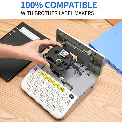 Tz Tape 18Mm 0.7 Laminated White Replacement For Tze-241 Tze Ptouch Black On White Compatible With Brother P-Touch Label Maker Refills Ptd400 Ptd600, 3/4 Inch X 26.2 Feet, 2 Pack #TOP4