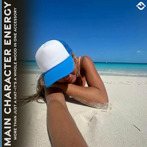Image of Funky Junque Foam Trucker Hat, Trucker Hats for Women & Men - Blank Adjustable Snapback Mesh Back Baseball Cap