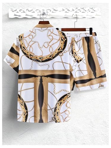 Men's 2 Piece Short Set Short Sleeve Button Down Shirts and Drawstring Waist Shorts Vacation Outfits2