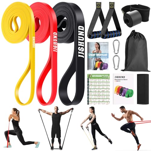 jjshund 3 Stück Fitnessbänder Set, Widerstandsbänder Resistance Bands...