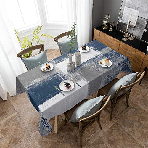 Laibao Tablecloths For Rectangle Tables Blue And Grey Abstract Paint Art Graffiti Waterproof Polyester Table Cloth For Kitchen Dinning Table Washable Table Cover For Parties/Wedding/Picnic 60X120In #TOP2