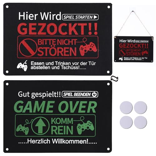 XIAONIU Hier wird gezockt Schild Filz - 30x20cm Zocker Gaming Zimmer Deko