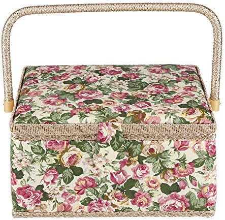 Extra Large Sewing Basket, Vintage Sewing Basket, Handmade Sewing Basket Kit Sewing Basket Organizer for Needles, Thread, Tape Measure, Thimbles and Other Sewing Supplies Storage