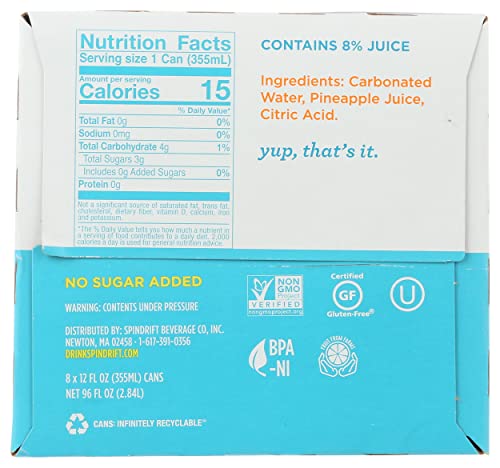 Image of SPINDRIFT Pineapple Sparkling Water, 12 FZ (8 Count)
