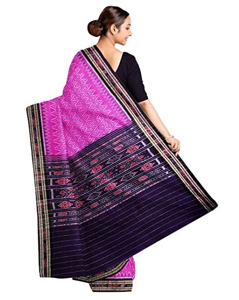 Image of Odisha Sambalpuri Handloom Ikat Women's Cotton Saree, Odisha Handloom Handmade Pure Cotton Khandua Saree, Ikkat Orissa Traditional Handloom Saree Without Blouse