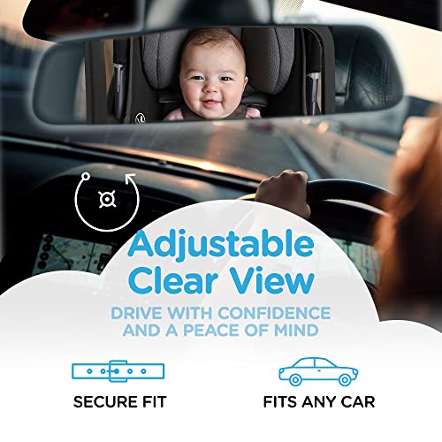 Leo And Ella Baby Car Mirror Safety First, Certified Crash Tested For Rear Facing Baby Car Seat Shatterproof Mirror With Adjustable Safety Mount Crystal Clear View Of Newborn, Premium #TOP2