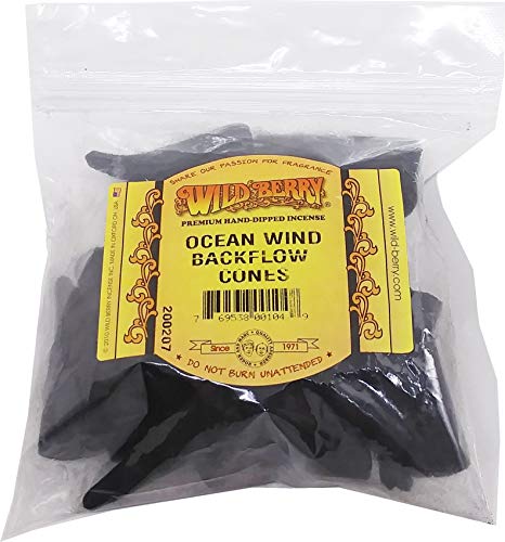 Cultural Exchange Wild Berry Ocean Wind Backflow Incense Cones [25 Cones Per Pack - Black]