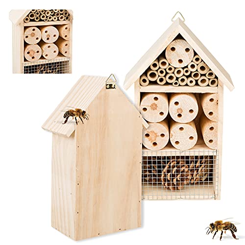 Smart Planet Insektenhotel 15cm x 25cm mit Halterung für eigenen Garten - Nistplatz als Überwitterungshilfe…