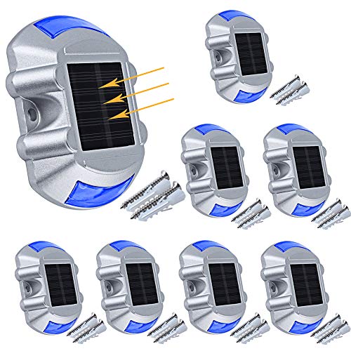 Solar Deck Light Driveway Lights Outdoor， APONUO Solar Dock Lights 8packs Pathway Lights