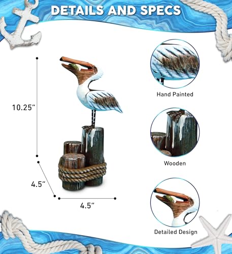 Estatua Decorativa de Pelícano de Madera Nautical Global miniatura 2