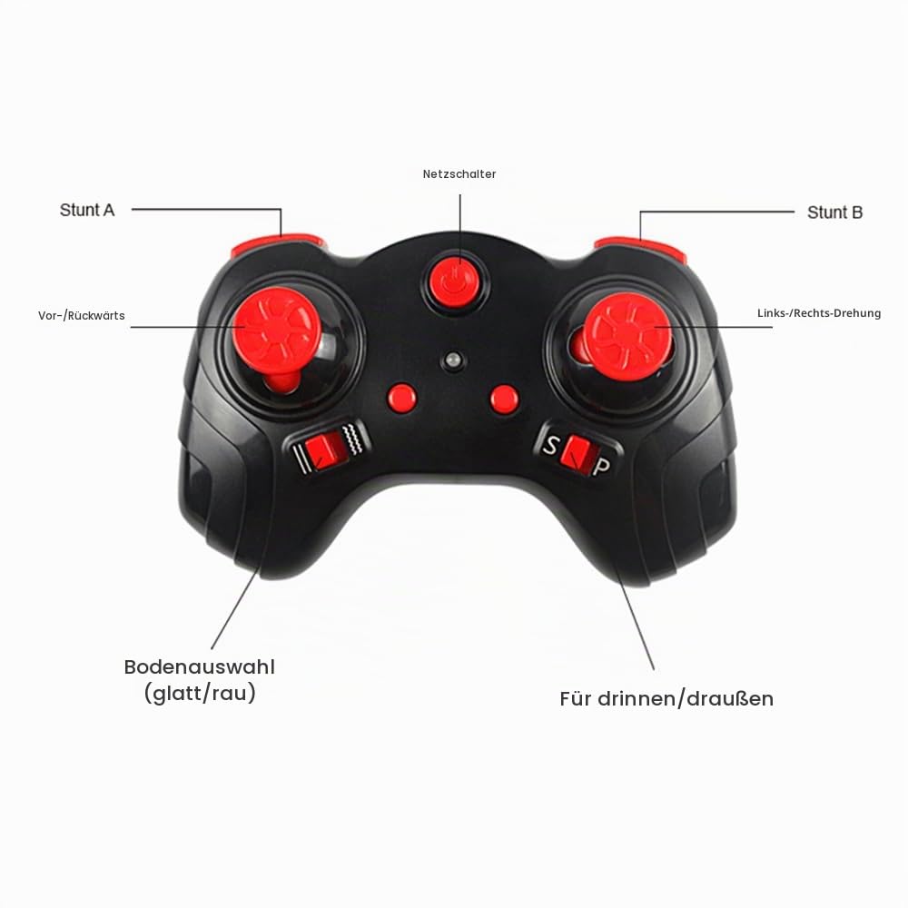 Goolsky Ferngesteuertes Stunt-Motorrad, selbstbalancierendes Stunt-Motorrad, 1/6, 2,4 G, ferngesteuertes Motorrad, das Sich an Ort und Stelle dreht/selbststabilisierende Balance/360°-Drift