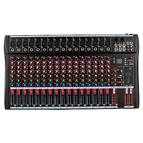 MOCHAG 16 Channel Audio Mixer Sound Mixing Console, 3-Band Equalizer Dj Mixer with Bluetooth USB, PC Recording Input, XLR Microphone Jack, RCA Input/Output for Professional and Beginners (16 Channel)
