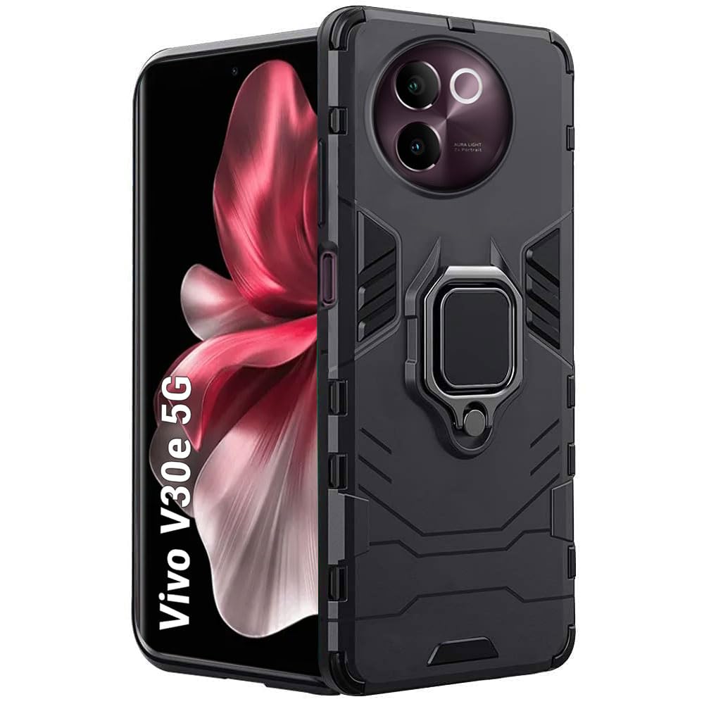 TheGiftKart Tough Armor Bumper Back Cover Case for Vivo V30e 5G | Ring Holder & Kickstand in-Built | 360 Degree Protection Back Cover Case for Vivo V30e 5G (PC & TPU, Black) (B0D2TBH367) Amazon Price History, Amazon Price Tracker