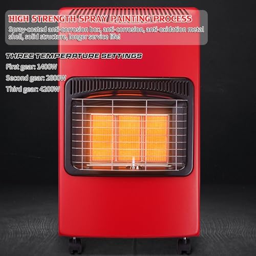 Stufa a gas portatile con ruote, design pieghevole, per riscaldamento interno ed esterno, ideale per uffici, capannoni, garage e officine