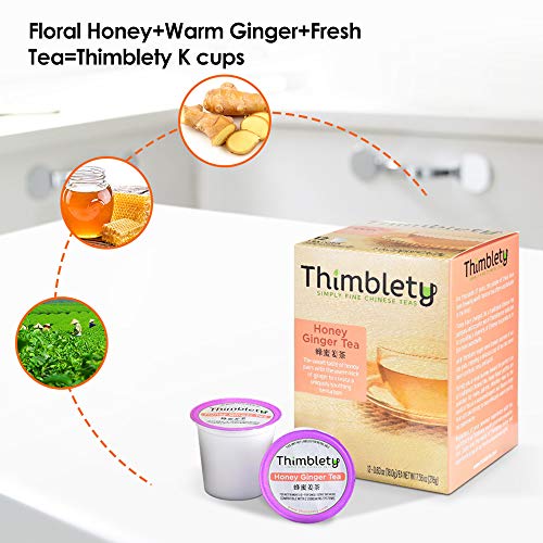 Tea Pods - Honey Ginger Tea K-Cups For Keurig, Thimblety Honey Ginger Tea Pods, Caffeine Free Herbal Tea, 12 Pods #TOP2