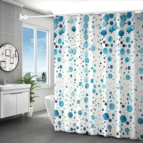Rideau de douche lavable en machine en polyester imperméable à pois bleus 75x190 - 5
