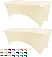 Vista 8 de Funda de mesa ajustada de 4 pies, manteles de elastano negros, manteles elásticos lavables y resistentes a las arrugas para eventos, bodas