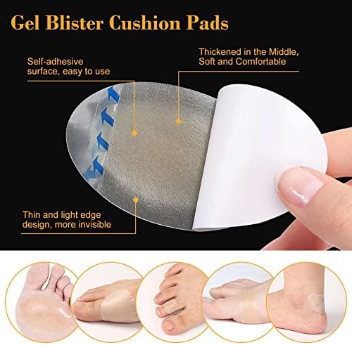 LXQ Blister Plasters for Feet 18 PCS Gel Blister Cushion Pads Waterproof Blister Protection for Heel Hydrocolloid Bandages Invisible Hydrocolloid Plasters for Toes Fingers Heel 6 Shapes