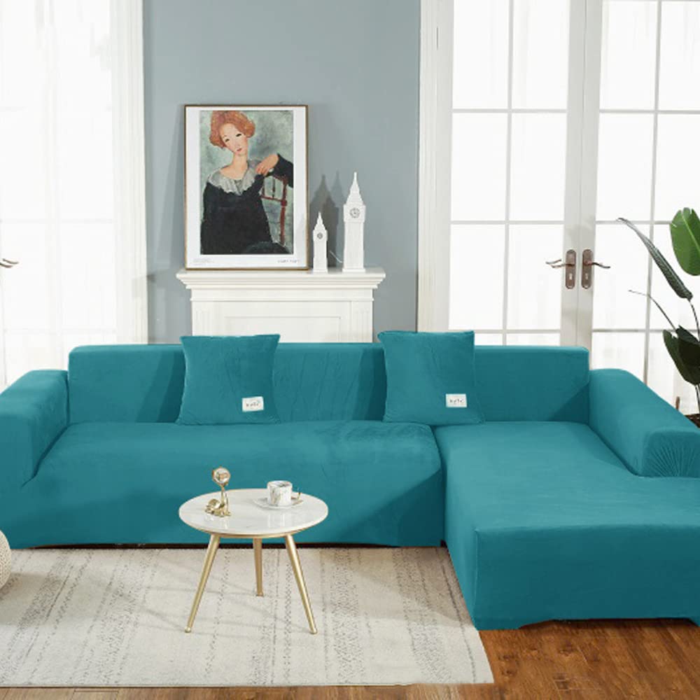 Housse de canapé universelle en velours extensible pour protéger votre canapé en L