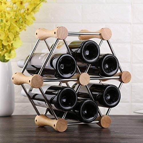 Soporte para botellas de vino de madera natural miniatura 4