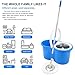 Spin Mop Bucket System, 360 Spin Floor Cleaning Mop Bucket with 3 Microfiber Replacement Head Refills Telescoping Handle for House Cleaning