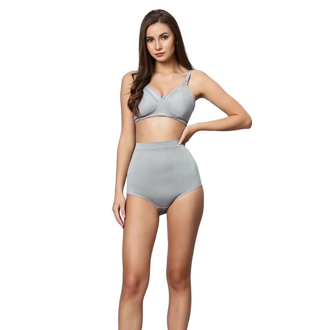 tummy Bamboo Cotton Nursing Bra & Panty Set | Soft Maternity Feeding Bra with Postpartum Recovery Underwear | Wireless Comfortable Bra for Pregnancy & Breastfeeding Moms-picture-14