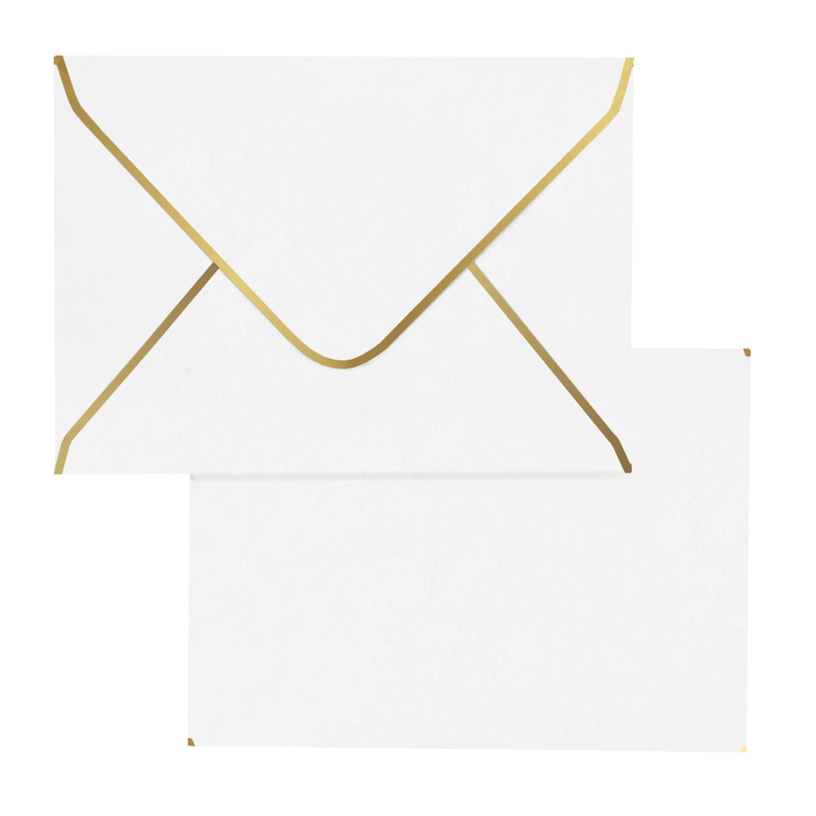 A7 White Envelopes 50 Pcs, Goefun 5x7 V-Flap Fancy Envelopes with Gold Border, for Invitation, Bridal Shower, Wedding, 5.25 x 7.25in