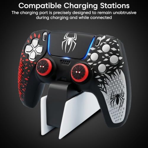 Image of Sounce PS5 Controller Silicone Cover Case | Anti-Slip Protective Skin for PlayStation DualSense | Scratch Resistant & Shock Proof | PS5 Controller Accessories | Red & White