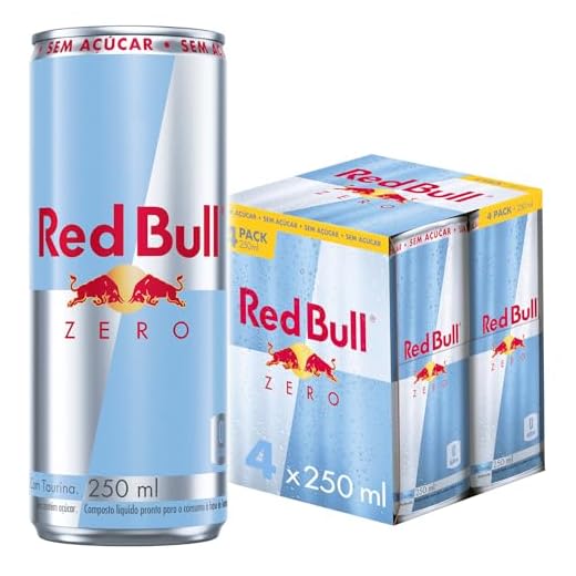 Pack de 4 Latas Red Bull Energético, Zero, Sem Açúcar, 250ml
