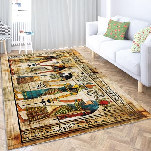 Tapis impression 3D doux et antidérapant style pharaon rétro