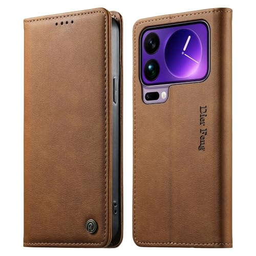 Étui Xiaomi Redmi Note 14 Pro Plus en cuir marron avec fentes cartes élégant