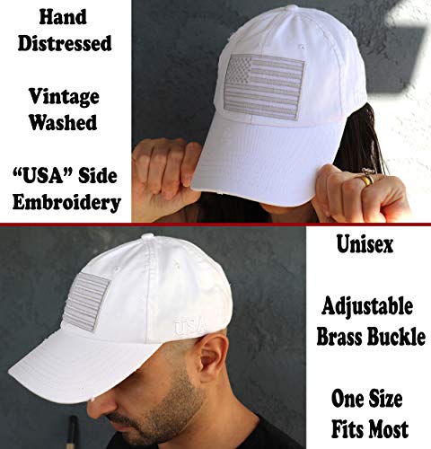Image of Antourage American Flag Unisex Baseball Hat for Men and Women | USA Flag Mesh Snapback Flat Visor Cap + 2 Patriotic Patches