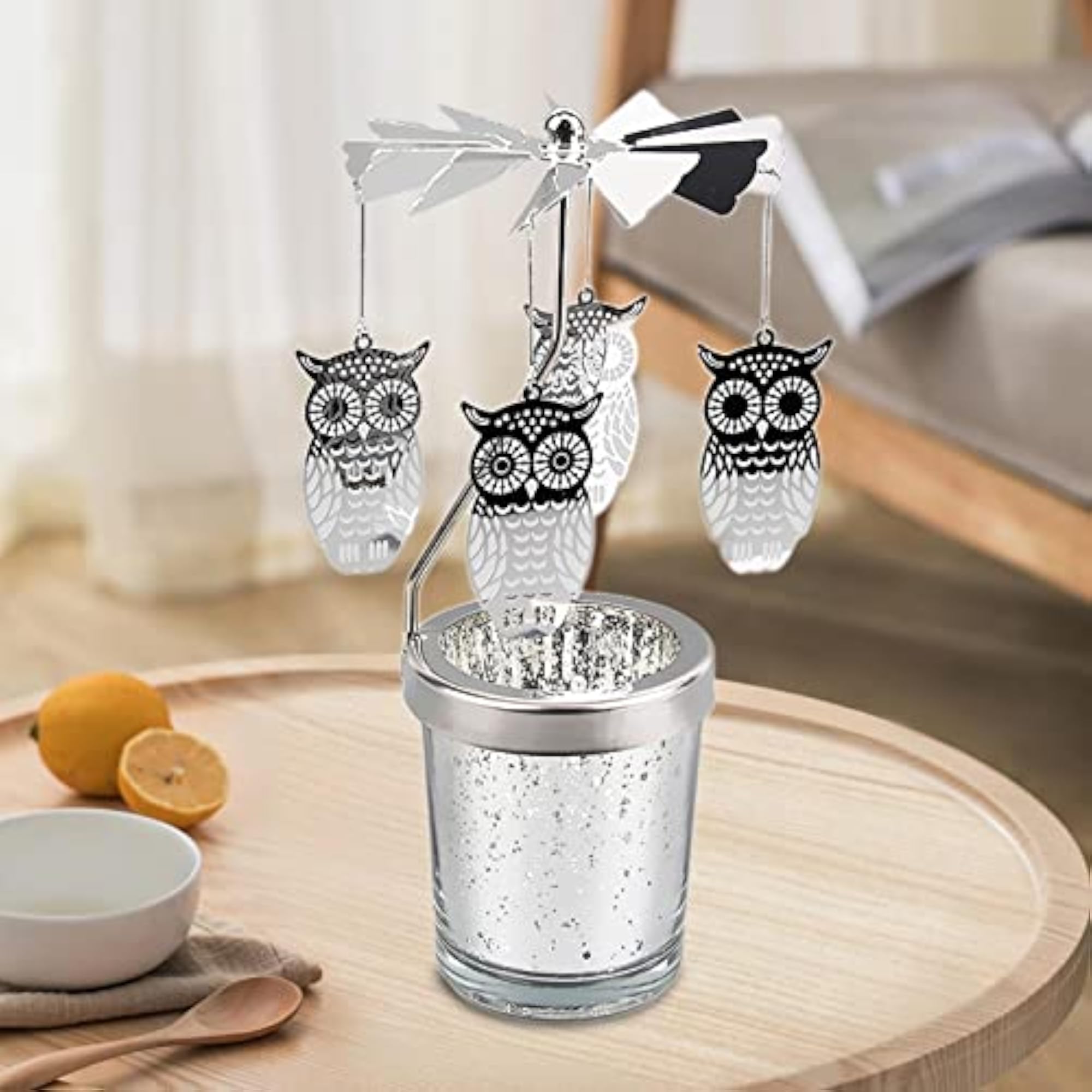 Spinning Tea Light Candle Holder Rotating Candlestick