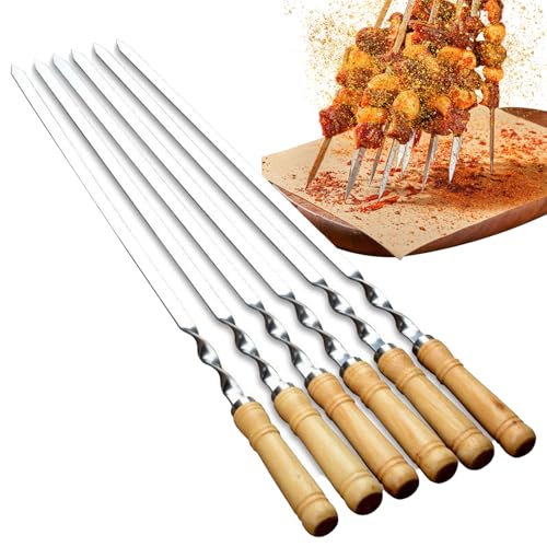 Barbecue brochettes réutilisables acier inoxydable 6 pcs