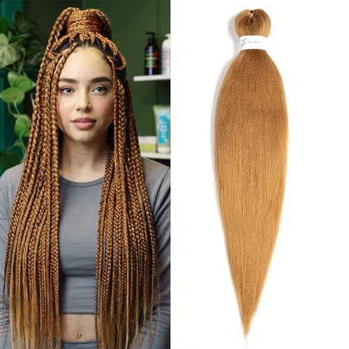 ShowJarlly Pelo trenzado preestirado de 76 cm, extensiones de cabello trenzado sin nudos, 1 paquete, fácil de ajustar, agua caliente, trenzas de caja de bricolaje, trenzas de ganchillo con textura