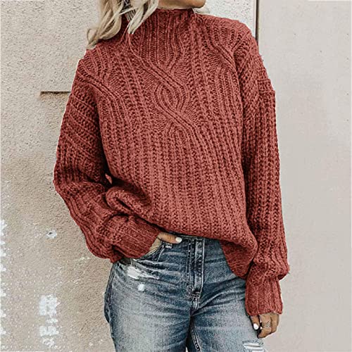 Oversized Turtleneck Sweater Women Winter Warm Fashion Chunky Knitted Pullover Tops Long Sleeve Crewneck Sweaters2