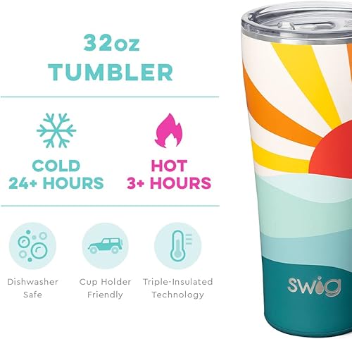 Miniatura 2 de Swig Life Vaso triple aislado de 32 onzas, apto para vasos, apto para lavavajillas, acero inoxidable, doble pared, taza de café de viaje sellada al