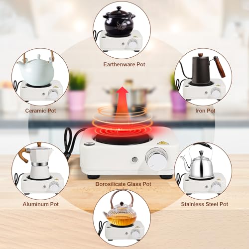 Image of DITOSH 4-in-1 Moka Pot Espresso Set with Electric Stove 3 Cup Aluminum Stovetop Coffee Maker Percolator Italian Classic Mocha Coffee Machine with Powder Dispenser Filter Paper Portable Camping White