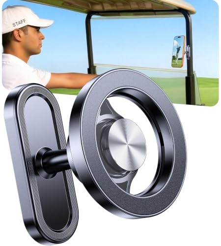 Lantazi Magnetic Golf Cart Phone HolderStrong Magnets Magnetic Phone Holder for Golf Cart Phone Mount for iPhone 17 Fits GPS EZGO Club Car Yamaha Golf Accessories Gifts for Men Husband-Black