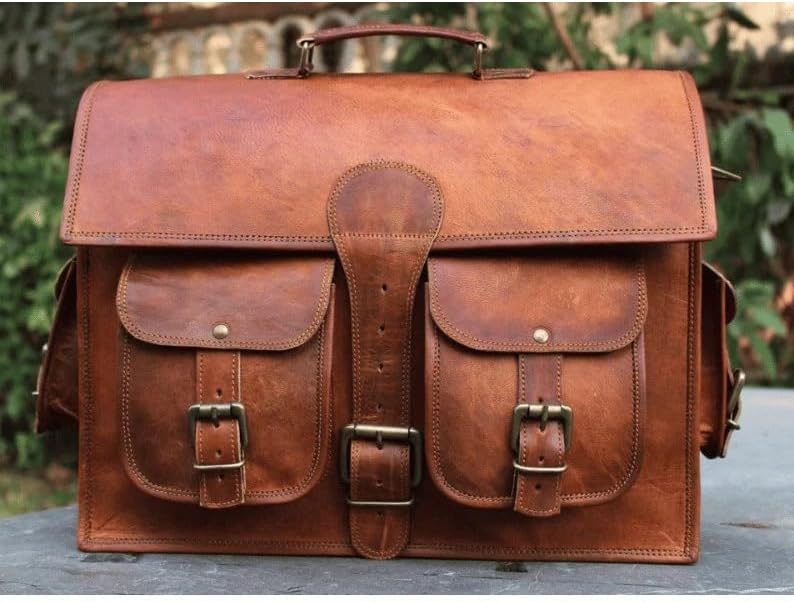 Genuine Leather Vintage Laptop Messenger Handmade Briefcase Bag Satchel By Vintage Couture - Image 6