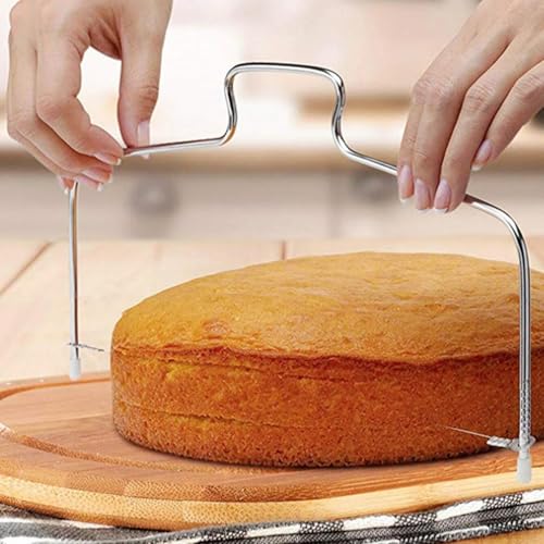 Loizziuy Double Line Cake Cut Slicer Stainless Steel Wire Cake Slicer Bread Cheese Divider Kitchen Accessories Cake Baking Tool (1Pc)