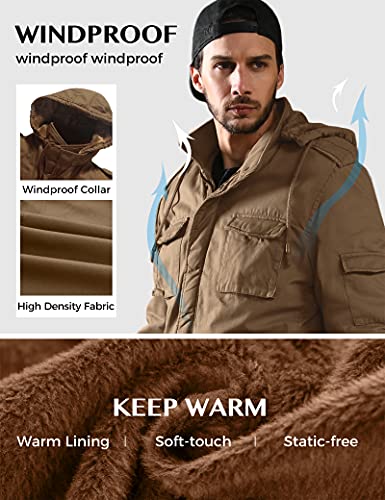 Image of WenVen Men's Winter Thickened Military Parka Jacket Warm Coat