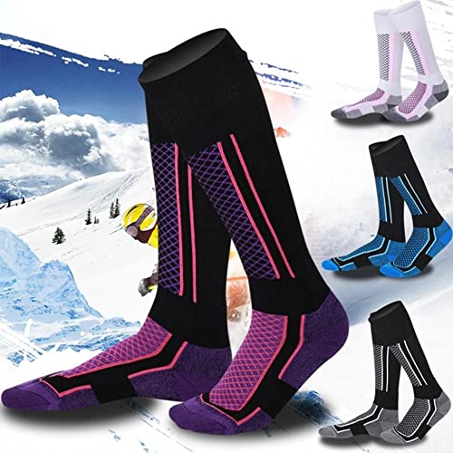 iksvmsis Atmungsaktive Kniestrümpfe Zum Skifahren, 4paar, Skisocken Mit Kompression, Winter Warme Skistrumpf Funktionssocken, Thermosocken Für Herren Und Damen Cover