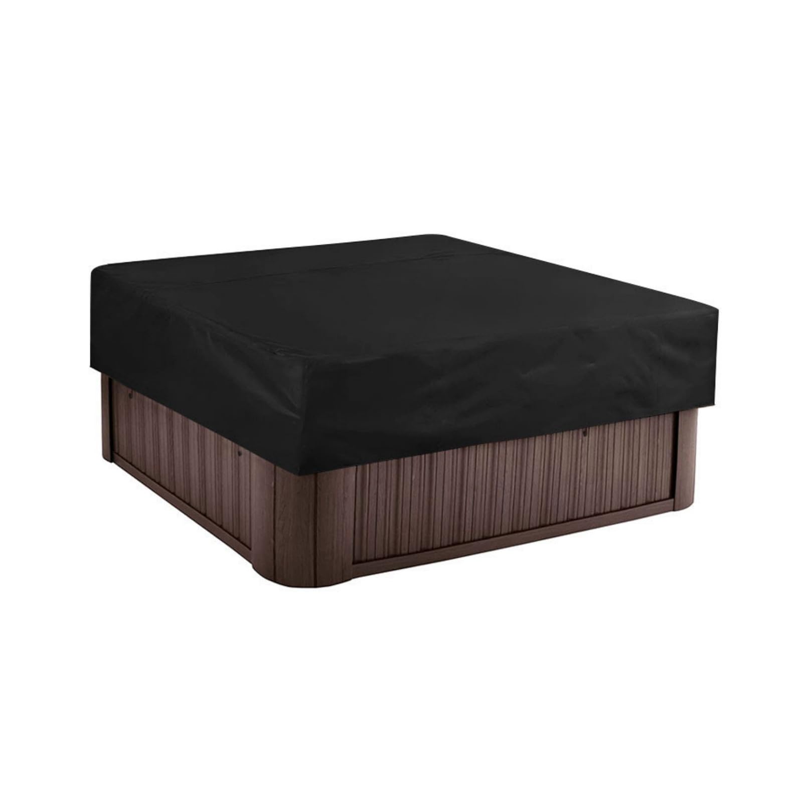 Cubierta Cuadrada para Jacuzzi/SPA Exterior - Impermeable 210D Oxford, Anti-UV Y Antipolvo - Resistente A Nieve/Viento con Cordón Ajustable (Negro,244x244x30cm)