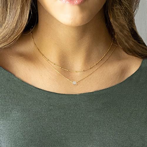 Gold Dainty Choker Necklace Cz Pearl Pendant Necklace 18k Gold Plated Beads Chain Layered Necklace for Women Jewelry Gifts2