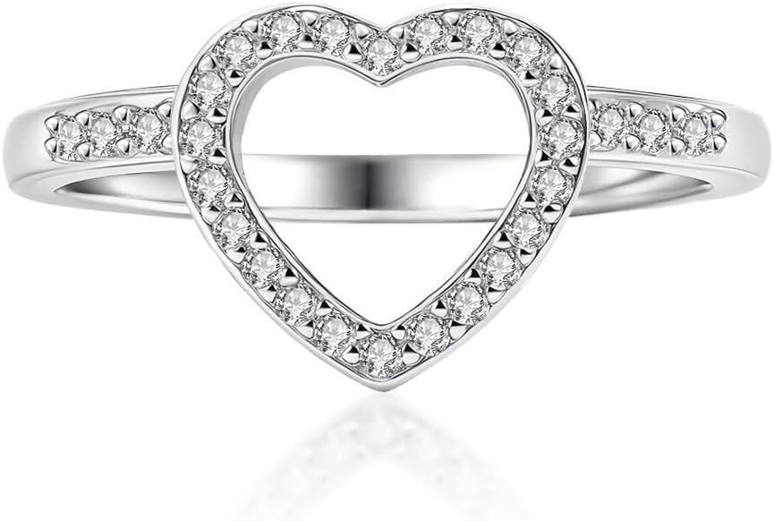 Heart Moissanite Wedding Ring Set for Women, 0.6CTW Stackable Engagement Rings, 2-Piece Halo Promise Ring Set, 18K Gold Plated Moissanite Jewelry Purity Rings for Wife Daughter Friendship, Birthday Graduation Valentine’s Day Mother's Day