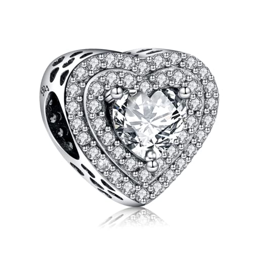 BIZK 925 Charms in argento sterling per bracciali e collane per compleanno San Valentino Gioielli di moda per donne amiche e madri (ciondolo cuore)