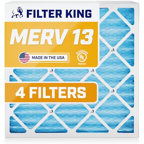 Filter King 19x19x1 Air Filter | 4-PACK | MERV 13 HVAC Pleated A/C Furnace Filter | MADE IN USA | Actual Size: 19 x 19 x .75'
