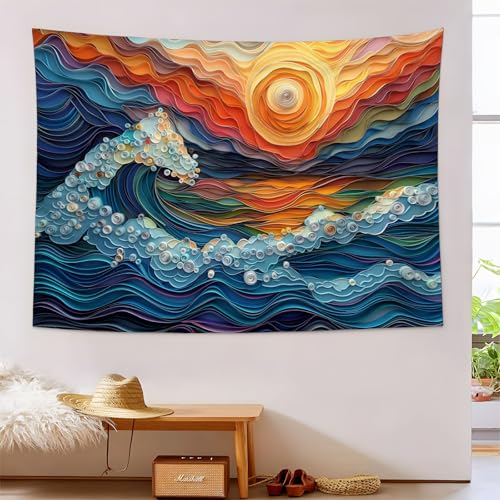 Tapiz de olas 3D para colgar en la pared: decora salones grandes fácilmente