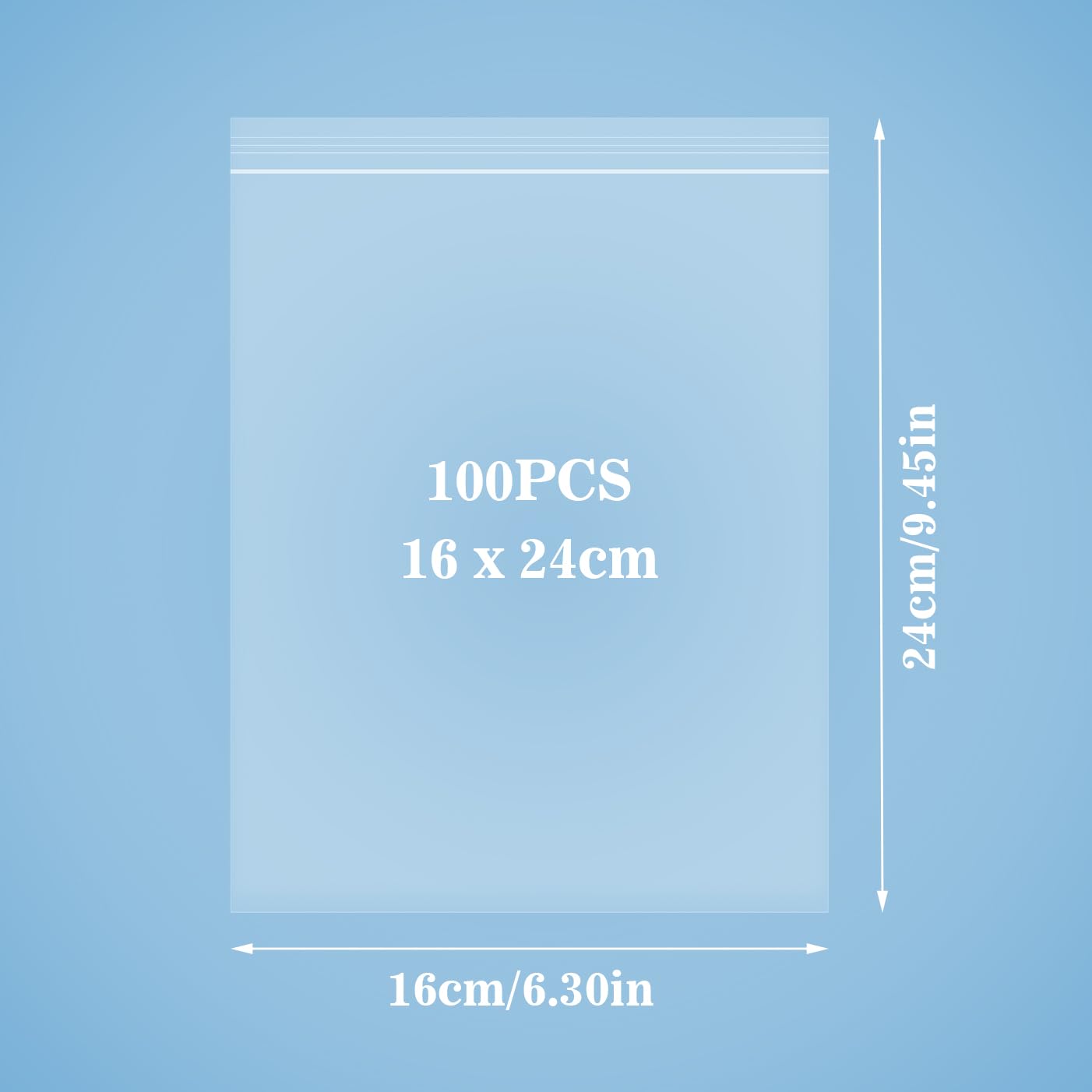 Resealable Plastic Bags, Clear Grip Seal Bags for Storage - Suit for Nuts Grains, Collectibles, Clothes - 16X24cm 100PCS - Image 2